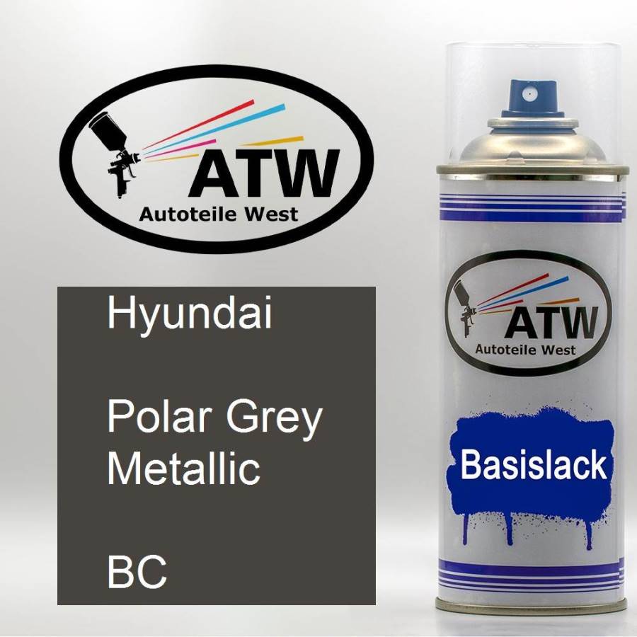 Hyundai, Polar Grey Metallic, BC: 400ml Sprühdose, von ATW Autoteile West.